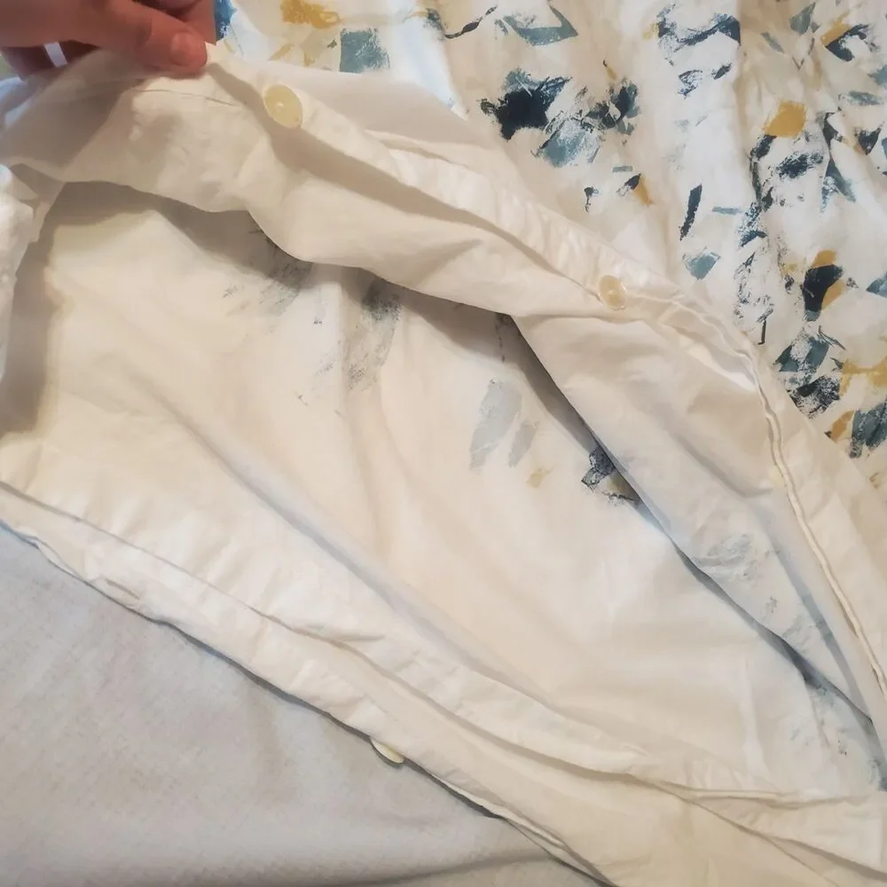 West Elm Abstract Petals 100% organic Cotton Duvet Full Queen